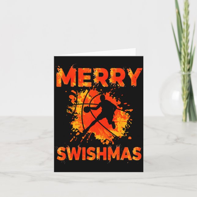 Cartão Funny Merry Swishmas Ugly Christmas Basketball Pla (Frente)