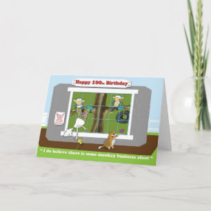 Cartão funny monkey business 100th Birthday card