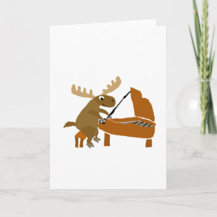 Cartão Funny Moose Playing Piano Original Art