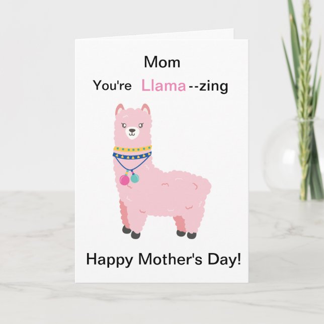 Cartão Funny Mother's Day Llama  (Frente)