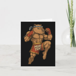 Cartão Funny Muay Thai Capybara Thai Boxando Artes Marcia