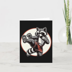 Cartão Funny Muay Thai Raccoon Tailandês Boxando Artes Ma
