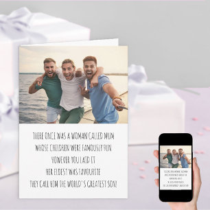 Cartão Funny Mum Limerick Favourite Son Photo Birthday