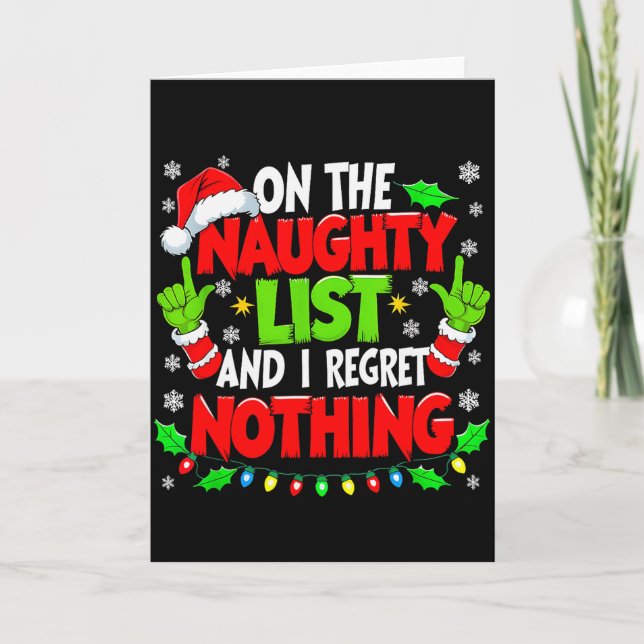 Cartão Funny Naughty List Christmas  (Frente)