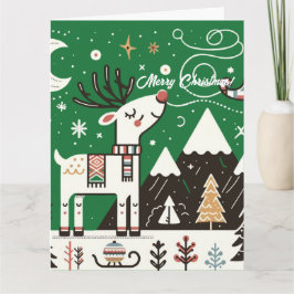 Cartão Funny Nordic Reindeer Pattern