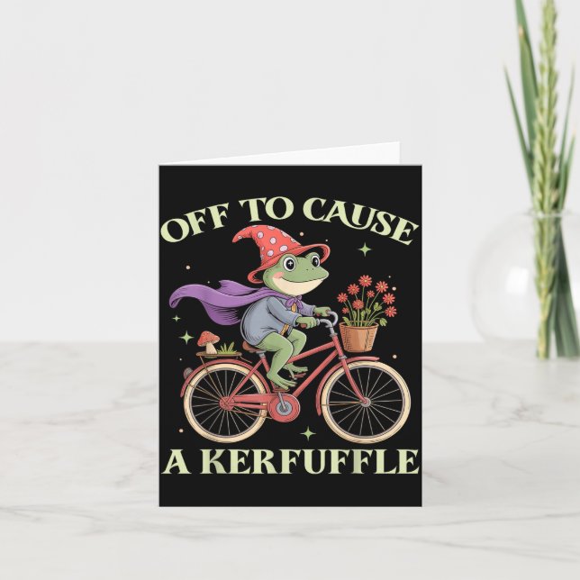 Cartão Funny Off To Cause A Kerfuffle Whimsical Wizard Fr (Frente)