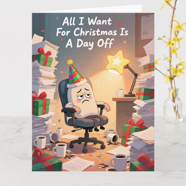 Cartão Funny Office Christmas Card All I Want For (Flor Amarela)