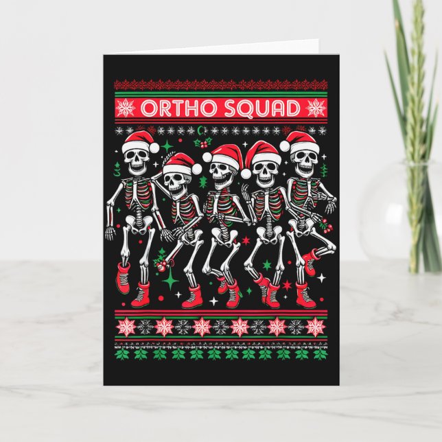 Cartão Funny Ortho Squad Christmas Three Santa Skeletons  (Frente)