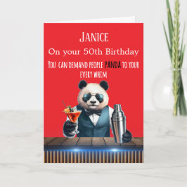 Cartão Funny Panda 50th Birthday Card