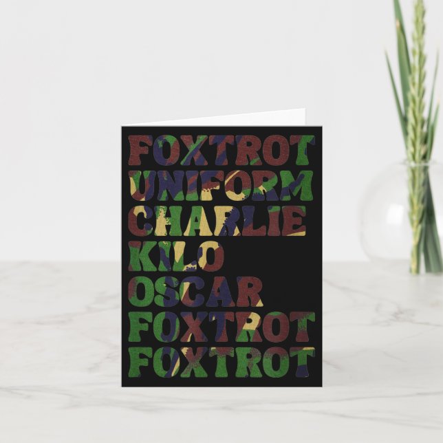 Cartão Funny Phonetic Alphabet Nato Military Lice Army Ta (Frente)