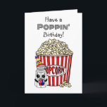 Cartão Funny Popcorn Pun | Feliz Aniversário<br><div class="desc">Cartão de aniversário engraçado. Gráficos de pipoca bonitos com trocadilhos de pipoca de bobo.</div>