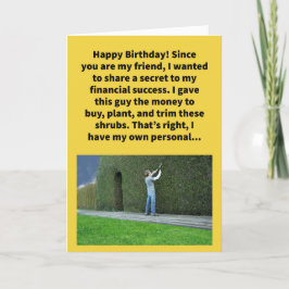 Cartão Funny Pun Hedge Manager Feliz Aniversário