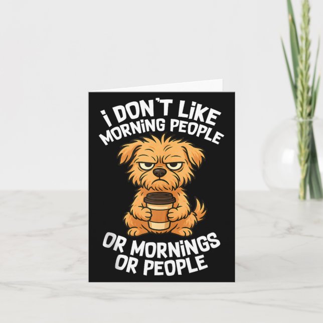 Cartão Funny Quote Coffee Sleepy Cute Dog Puppy Lover Gif (Frente)