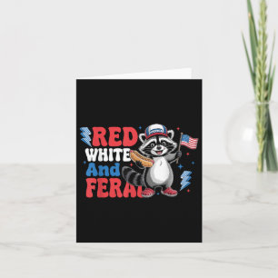 Cartão Funny Raccoon 4 De Julho Patriótico Vermelho Verme
