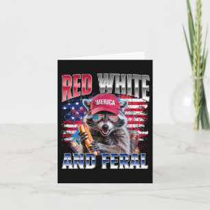 Cartão Funny Raccoon 4 De Julho Usa Patriótica Red White