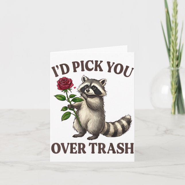 Cartão Funny Raccoon I’d Ck You Over Trash Valentines Day (Frente)