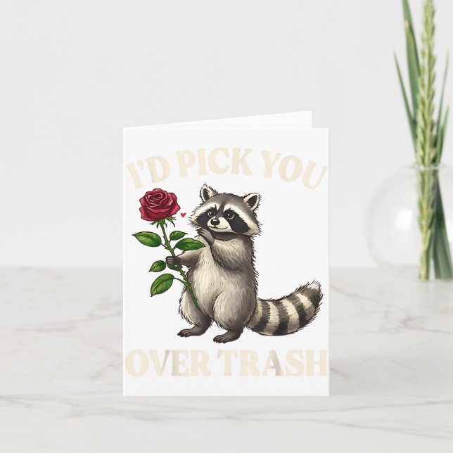 Cartão Funny Raccoon I’d Ck You Over Trash Valentines Day (Frente)