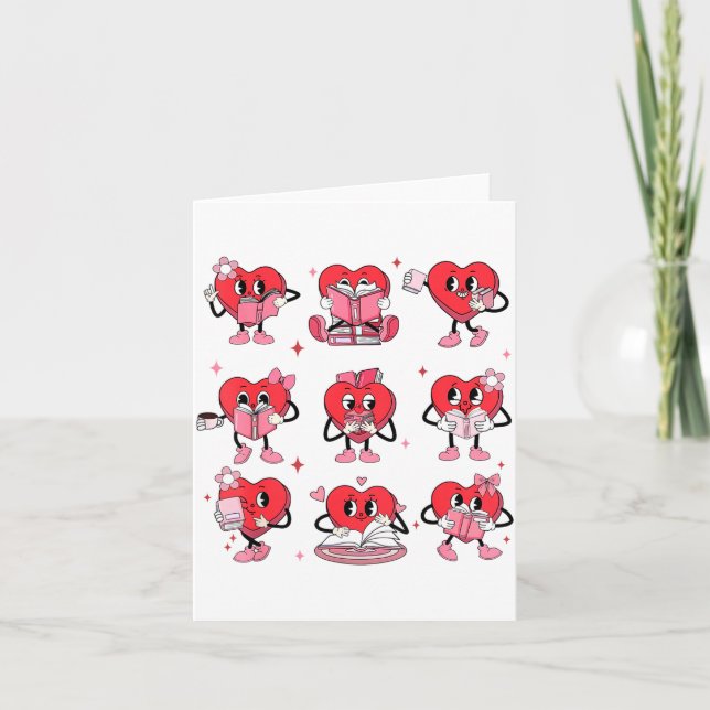 Cartão Funny Reading Heart Book Valentines Day Teacher Wo (Frente)