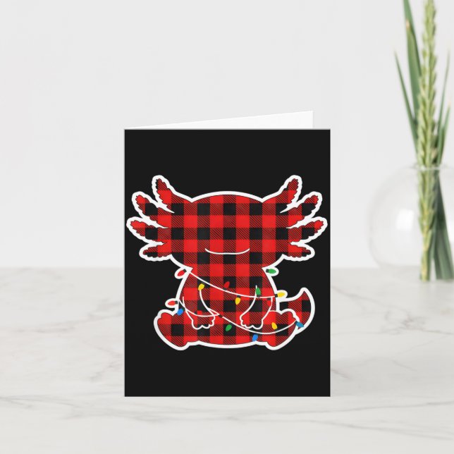 Cartão Funny Red And Black Buffalo Plaid Axolotl Christma (Frente)