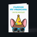 Cartão Funny Red Fawn Buldogue Francês Francês Birthday C<br><div class="desc">Se você conhece alguém que ama buldocos franceses e tem um bom senso de humor, este engraçado cartão de aniversário francês é ideal para enviá-los no seu dia especial. A design apresenta uma ilustração ao estilo cartoon de um buldogue francês de cor vermelha que veste um chapéu de festa e...</div>