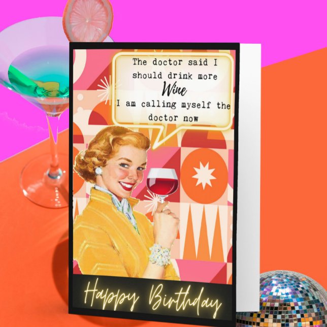 Cartão Funny Retro Birthday Card Best Friend - Humor Doct (Criador carregado)