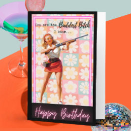 Cartão Funny Retro Birthday Card Best Friend-Sassy-Bad