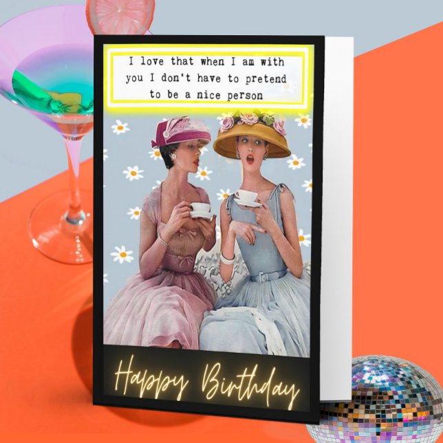 Cartão Funny Retro Birthday Card Best Friend-Sassy-Nice (Criador carregado)