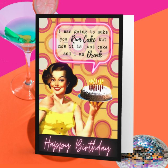 Cartão Funny Retro Birthday Card Best Friend-Sassy-Rum (Criador carregado)