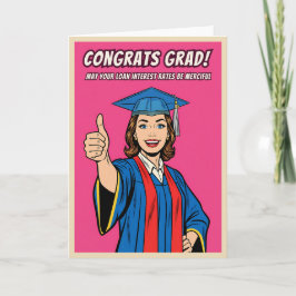 Cartão Funny Retro Vintage College Graduation Pop Art