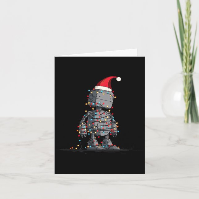 Cartão Funny Robot Christmas Graphics Lights Lover Long S (Frente)
