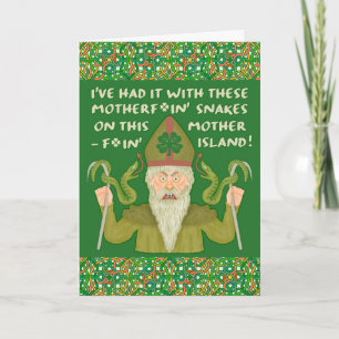 Cartão Funny Saint Patrick's Day Snakes Joke Green Irish