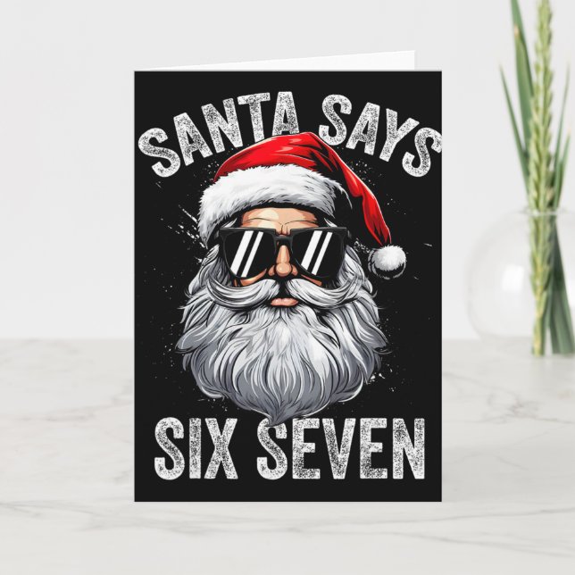 Cartão Funny Santa Says Six Seven Christmas Shirts Men Bo (Frente)