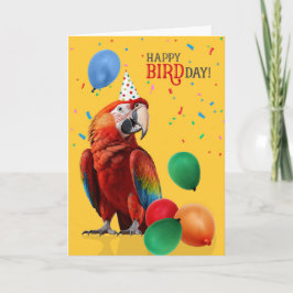 Cartão Funny Scarlet Macaw Parrot Birthday