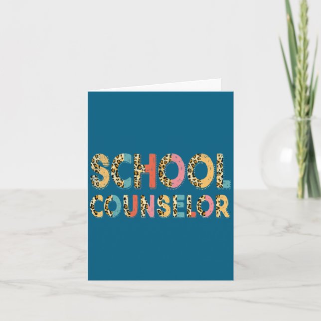 Cartão Funny School Counselor Teacher Leopard School Coun (Frente)