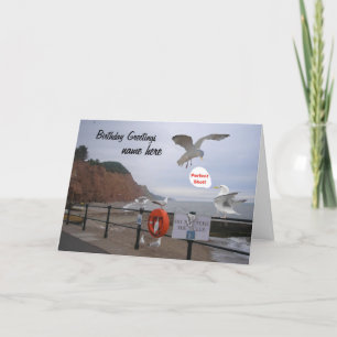 Cartão Funny seagull birthday card customizable, add name