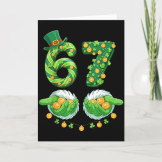 Cartão Funny Six Seven 67 Meme Shamrocks St Patricks Day 