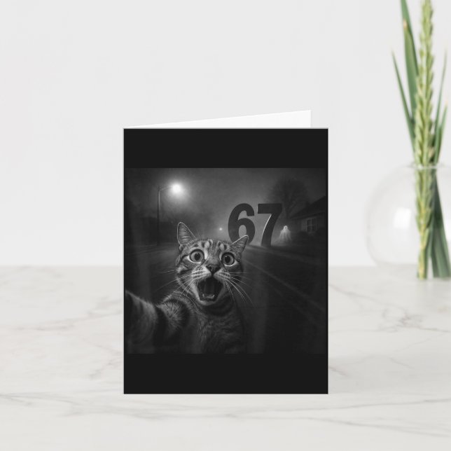 Cartão Funny Six Seven 6 7 Meme Gen Z Alpha Slang Cat Sel (Frente)