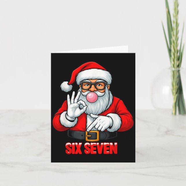Cartão Funny Six Seven 6 7 Meme Santa Christmas Shirt Men (Frente)