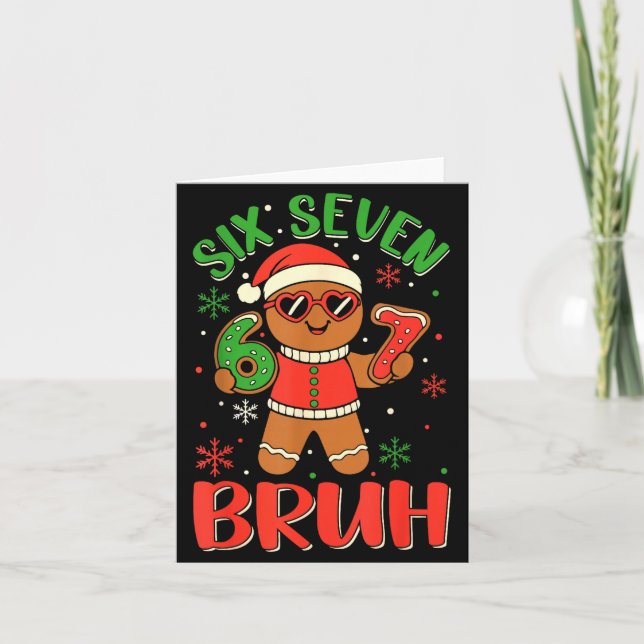 Cartão Funny Six Seven Bruh Gingerbread Christmas Costume (Frente)