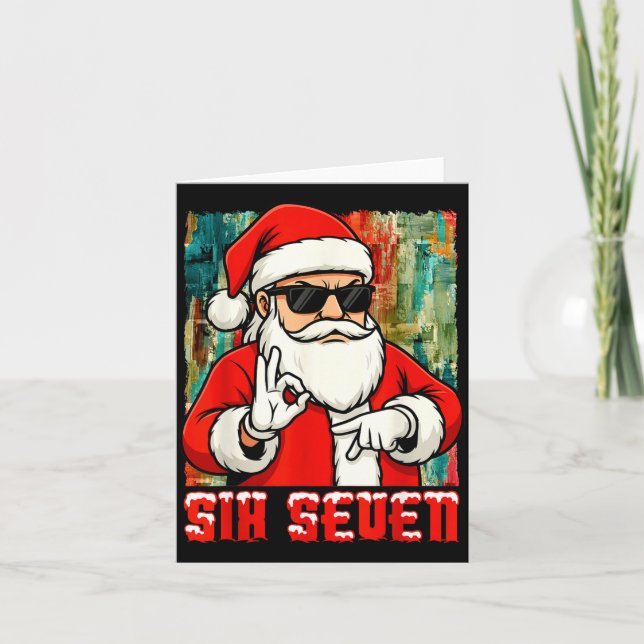 Cartão Funny Six Seven Meme Christmas Cool Santa Saying 6 (Frente)