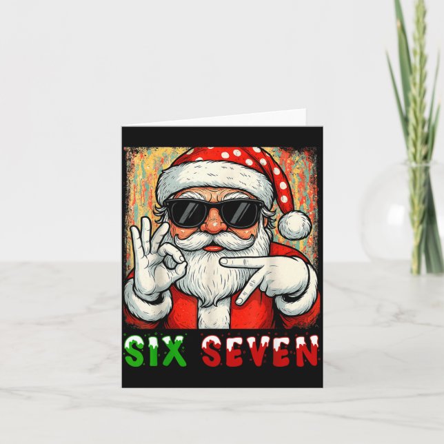 Cartão Funny Six Seven Meme Christmas Cool Santa Saying 6 (Frente)