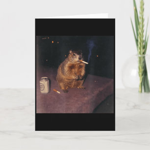 Cartão Funny Smoking Groundhog Cigarette Gen Z Retro Meme