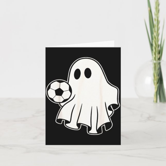 Cartão Funny Soccer Ghost Playing Soccer Lovers Halloween (Frente)