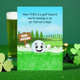 Cartão Funny St. Patrick’s Day Golf with Golf Ball Beer 