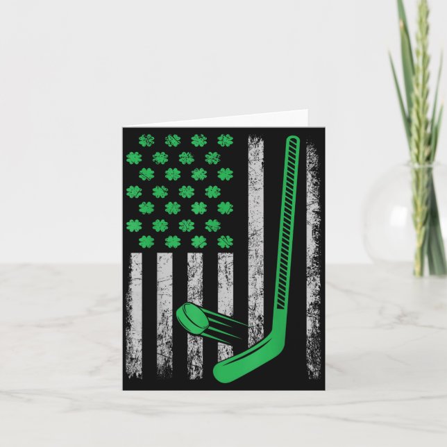Cartão Funny St Patricks Day Gif Irish American Hockey Fl (Frente)