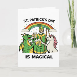 Cartão Funny St Patricks Day Magical Dragon Unicorn Beer 