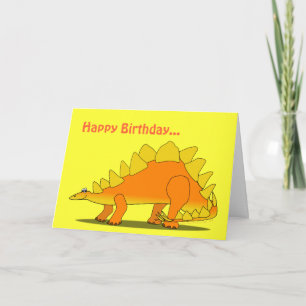 Cartão Funny Stegosaurus Dinosaur Birthday Card Template
