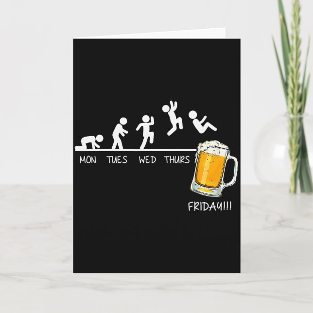 Cartão Funny Stickman Jumping Beer Days Of Week Friday Dr (Frente)