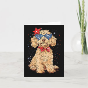 Cartão Funny Sungles Patriótico Goldendoodle Merica 4º De