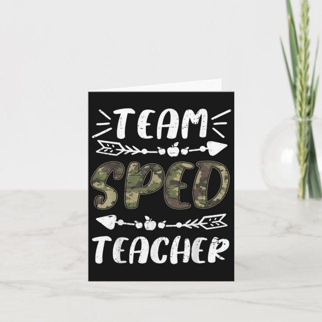 Cartão Funny Team Sped Teacher Camo Teacher Student Back  (Frente)